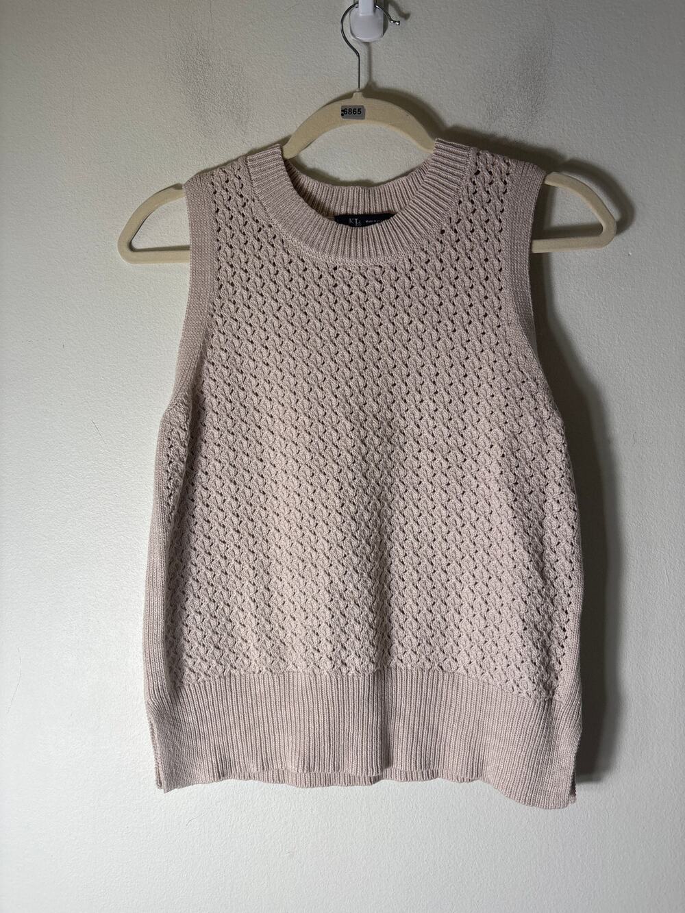 KLd Tan Knit Sleeveless Sweater Sz S/M